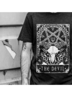 Deadly Tarot - The Devil Men's Heather Black Denim T-Shirt – Image 3