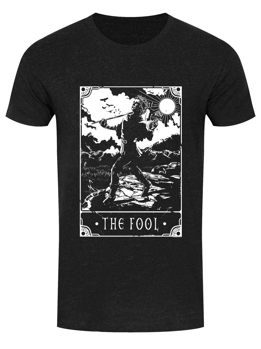 132598-front.jpg Deadly Tarot - The Fool Men's Heather Black Denim T-Shirt - الصورة 1