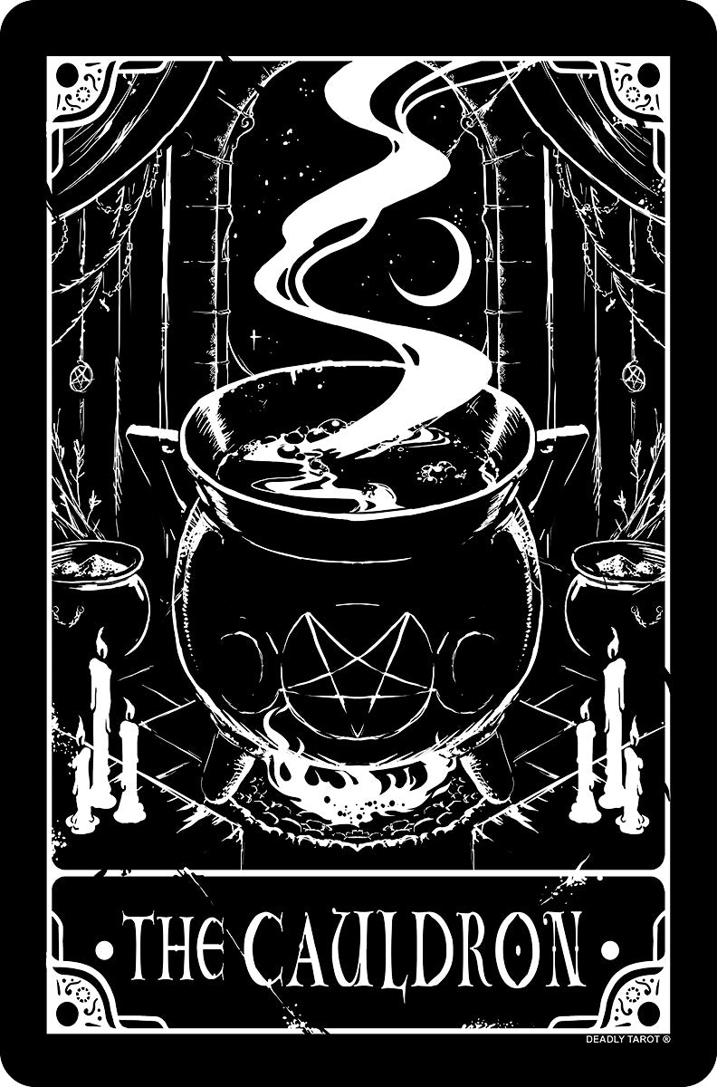 152893-front.jpg Deadly Tarot - The Cauldron Small Tin Sign - الصورة 1