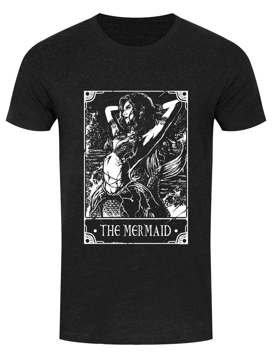 154913-front.jpg Deadly Tarot The Mermaid Men's Heather Black Denim T-Shirt - Image 1