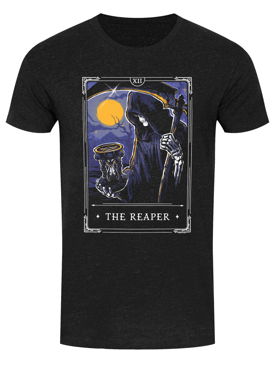 159265-front.jpg Deadly Tarot Legends The Reaper Men's Heather Black Denim T-Shirt - immagine 1