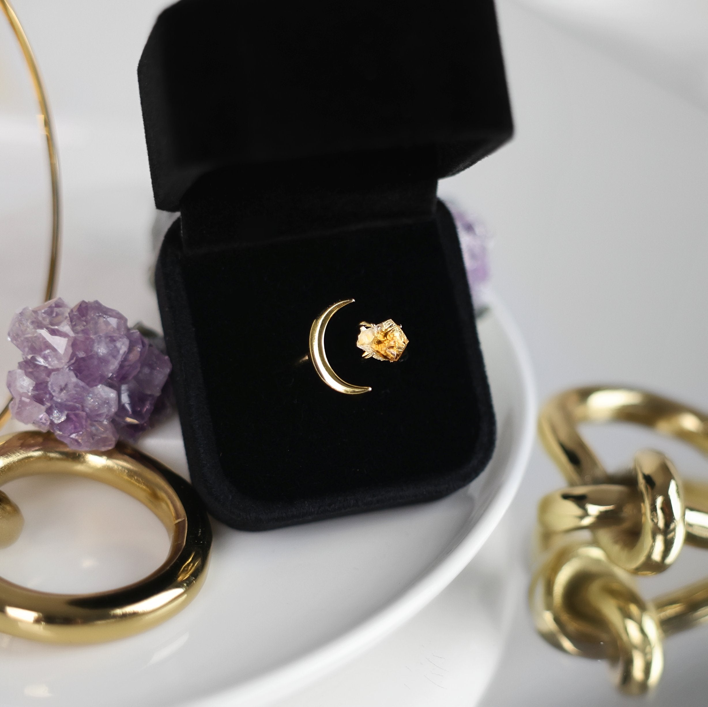 6B278DEC-5B80-4A0F-8A94-3FEBA0DA139C.jpg Celestial 'It Girl' Crystal Rings (Citrine & Aquamarine) - immagine 1