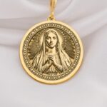 Virgin Mary Queen of Peace Medjugorje Pendant | 14K Solid Gold - Spiritual Protection Catholic Symbol