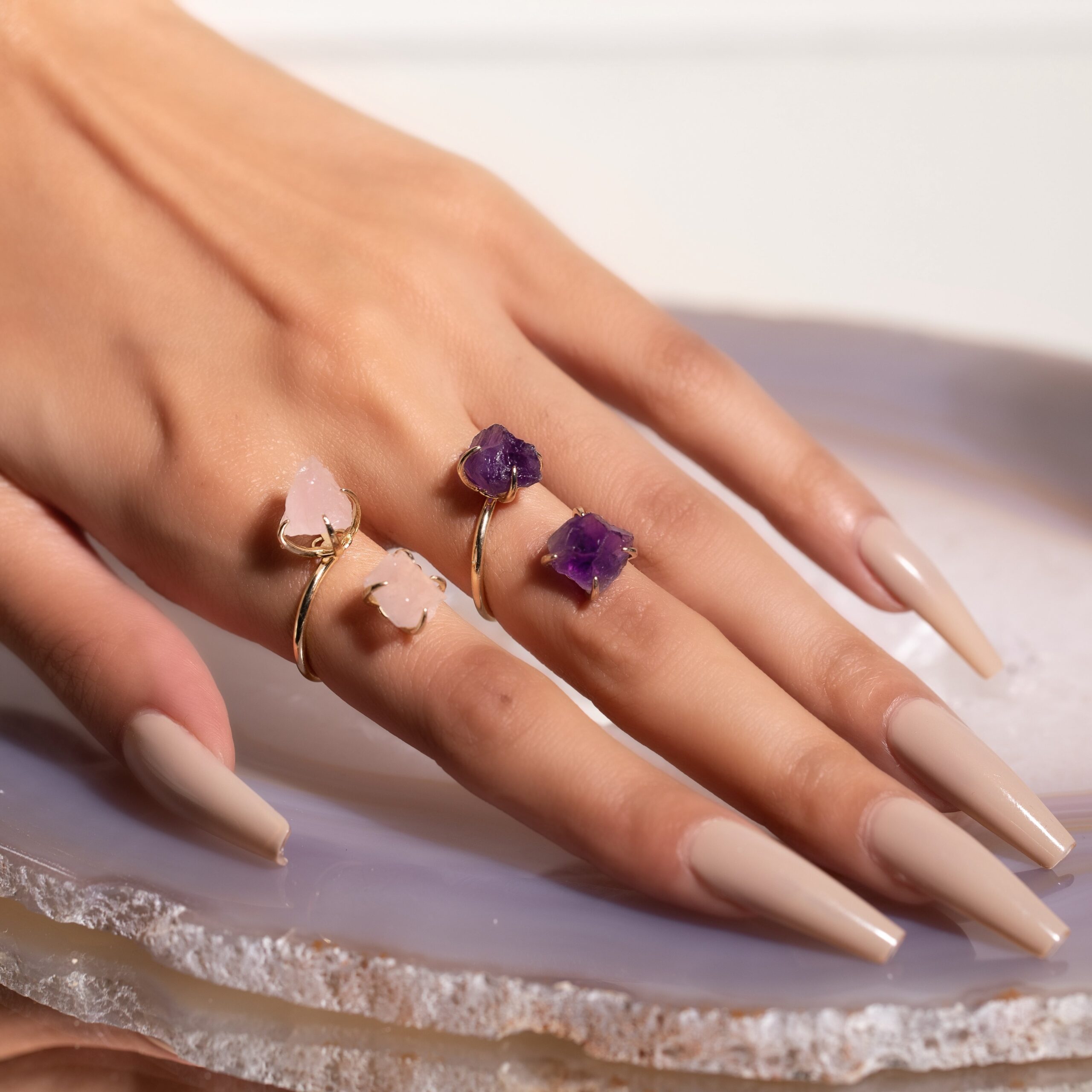 IMG_5012_Facetune_17-01-2021-12-18-20.jpg Eternal Love Rose Quartz and Amethyst Double The Attention Ring Duo - الصورة 1