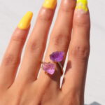 ⁦Eternal Love Rose Quartz and Amethyst Double The Attention Ring Duo⁩ - الصورة ⁦2⁩