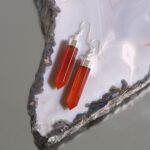 Natural Carnelian Crystal Point Earrings - immagine 3